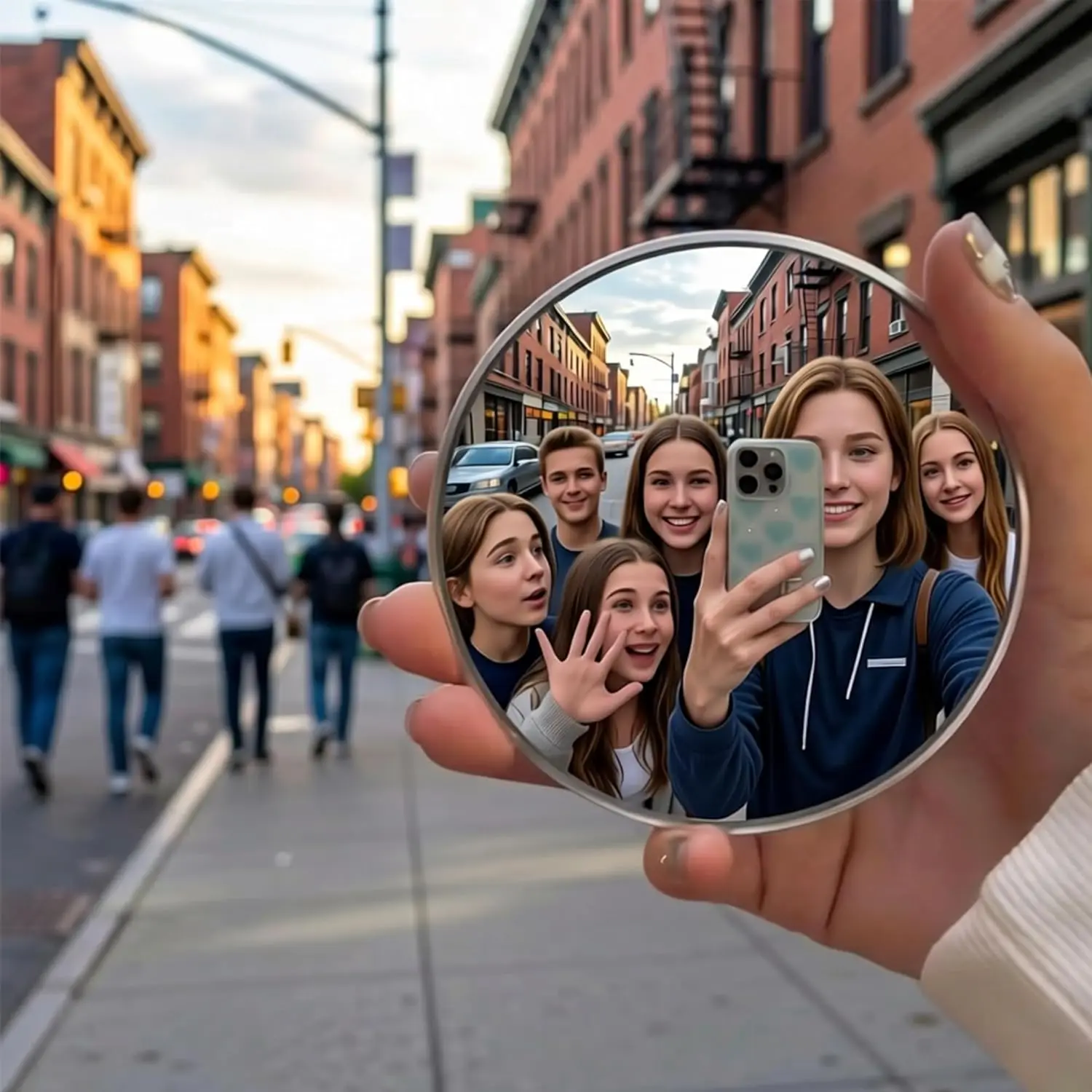 7.5cm/9.5cm Handheld Selfie Mirror Portable Solo Trip Reflection Convex Mirrors for Photography Prop Vlog Traveling Accessories