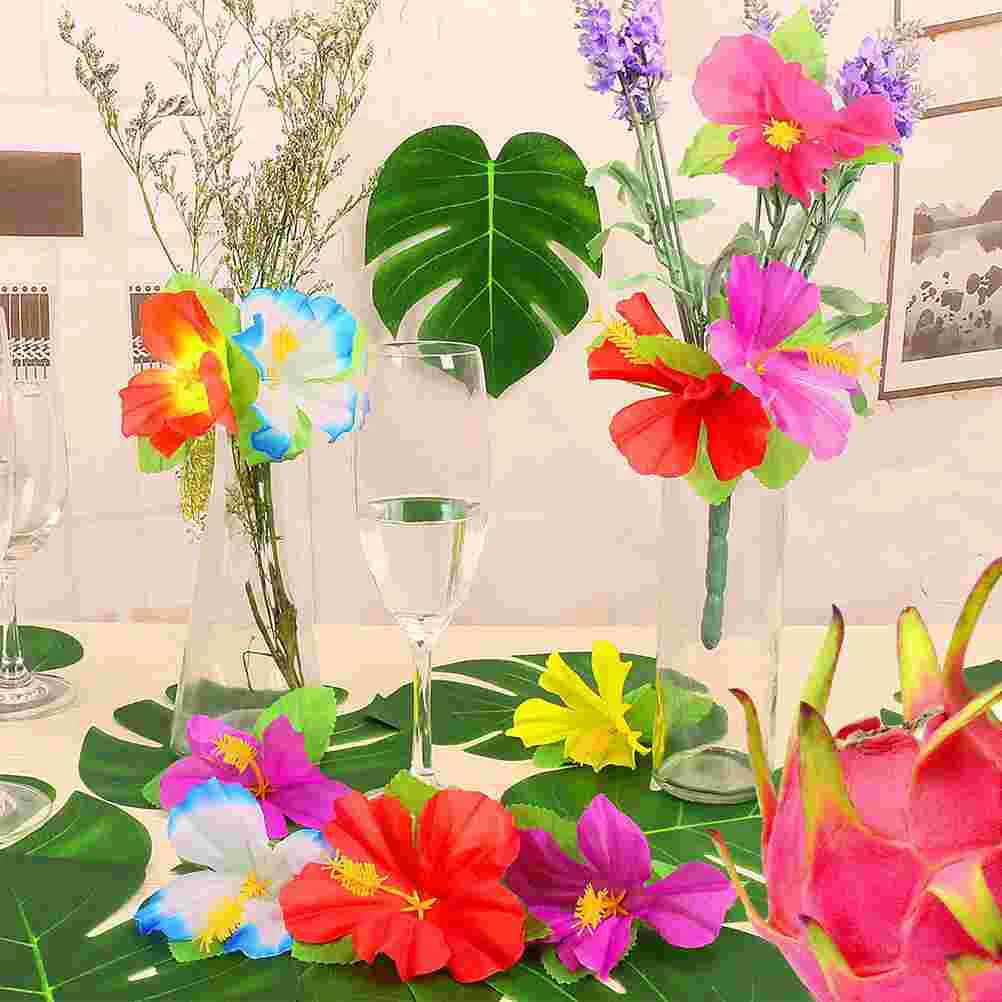 72 Pcs Decorations Simulation Hibiscus Flower Banquet Decorate Garland Artificial 1300X1300X010CM Cloth Hawaii