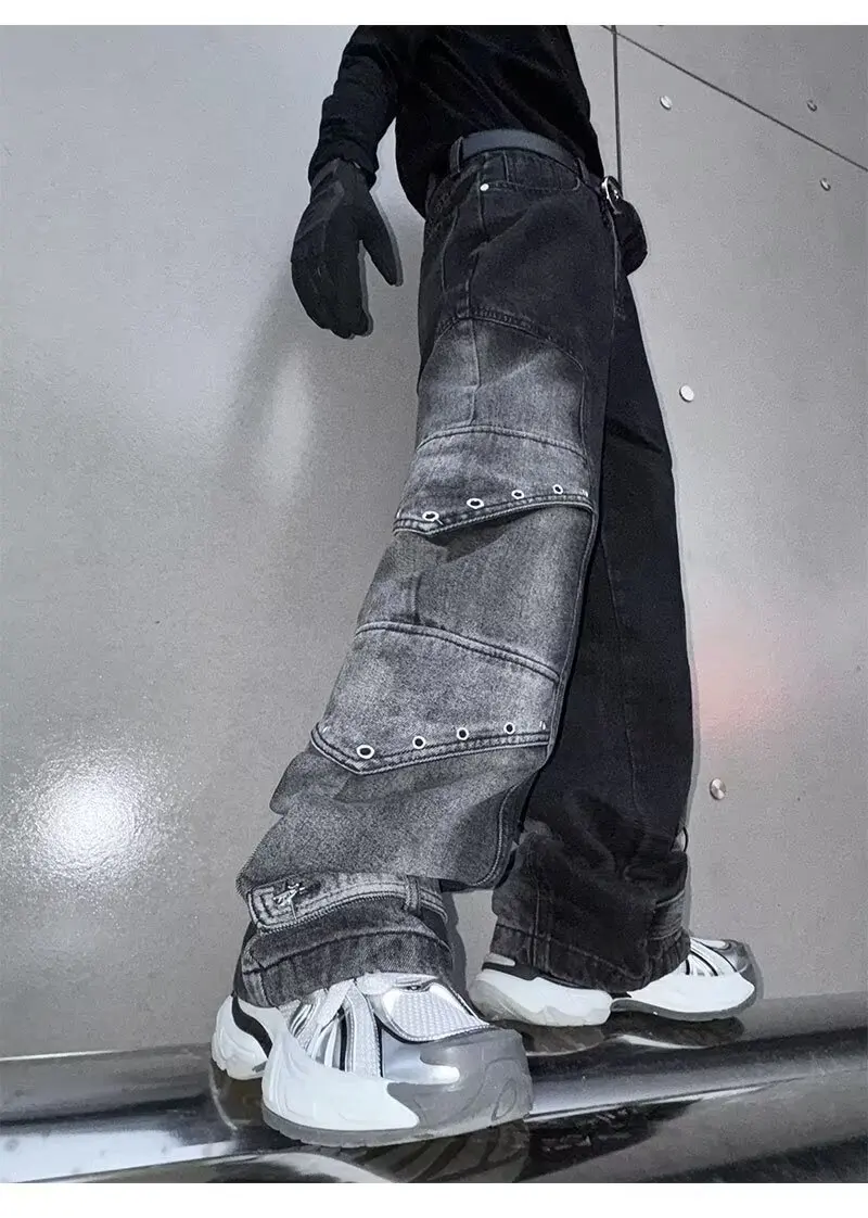 2024 Pantalones y2k Streetwear Vintage blau baggy neue Jeans Cargo hose für Männer Kleidung gerade weites Bein Hip Hop Jeans hose – Detail 17