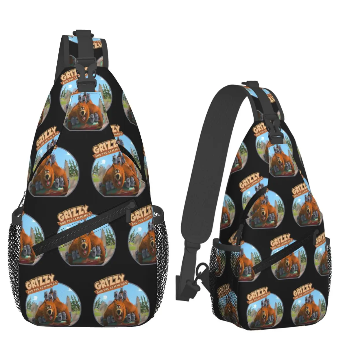 

Grizzy And Lemmings Chest Bag Men Sling Crossbody Backpack Chest Bag Traveling Hiking Daypack Shoulder Bag