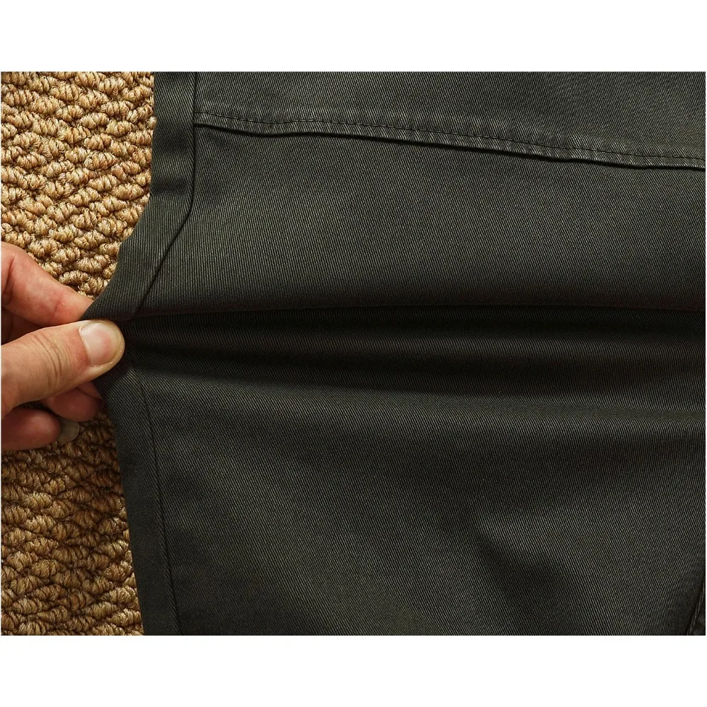 남성용 면 신축성 직조 올드 워싱 루즈핏 멀티 포켓 작업 캐주얼 바지