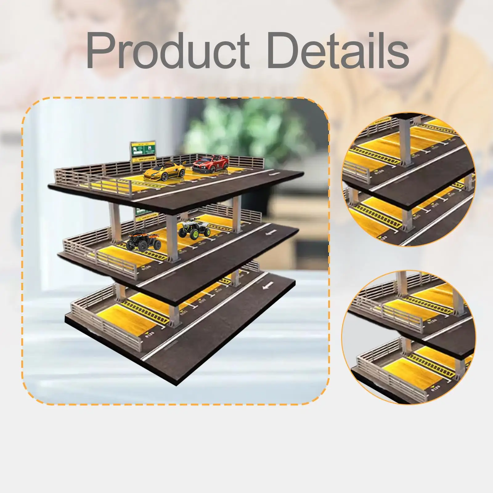 1/64 Diecast Model Auto Organizer Desktop Decor Layout Achtergrond Parkeerplaats Vitrine voor Pop Model Verzamelaars Speelgoedauto's