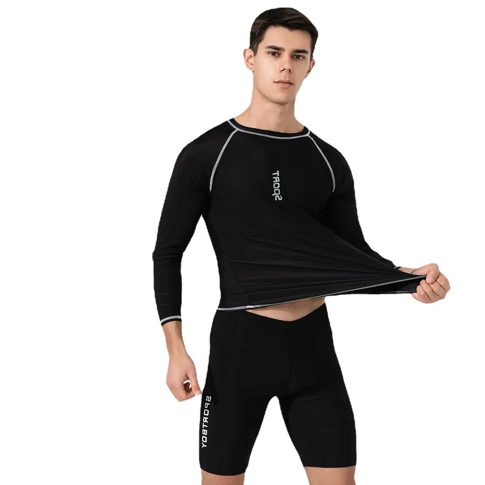 Rash Guard Bathing Suit Man 2024 Surf Men's Swimwear Long Sleeve Two Piece Swimsuit Swimming Shorts Sports Beach Monokini Boy