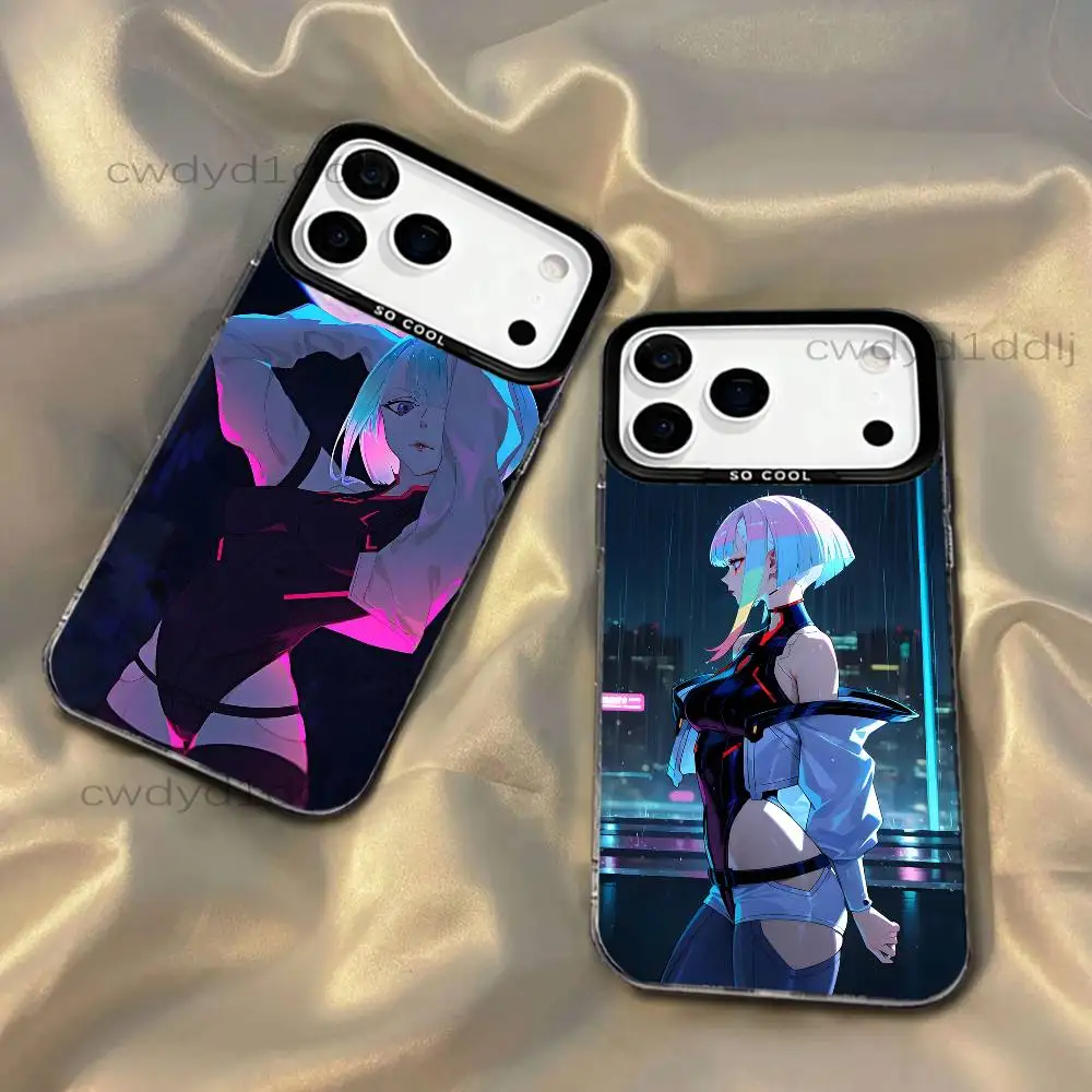 

L-Lucy C-Cyberpunk Anime Phone Case For iPhone 17,16,15,14,13,12,11,X,8,7,Pro,Max,Plus,SE4,Air,Mini IMD Gray Hard Matte