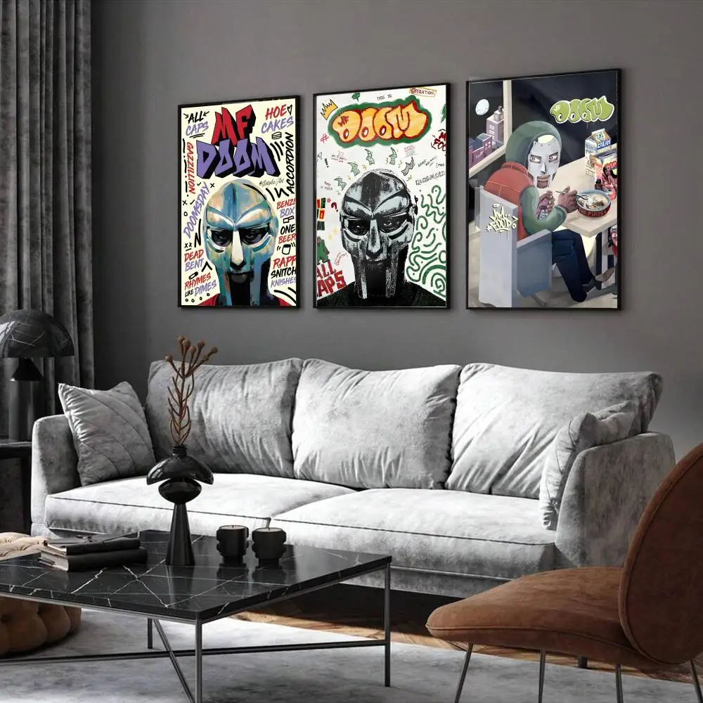 Rapper M-MF DOOM Album Cover Poster Home Living Bed Room Bar Hallway Sticky Wall Printing Waterproof Aesthetic Decor
