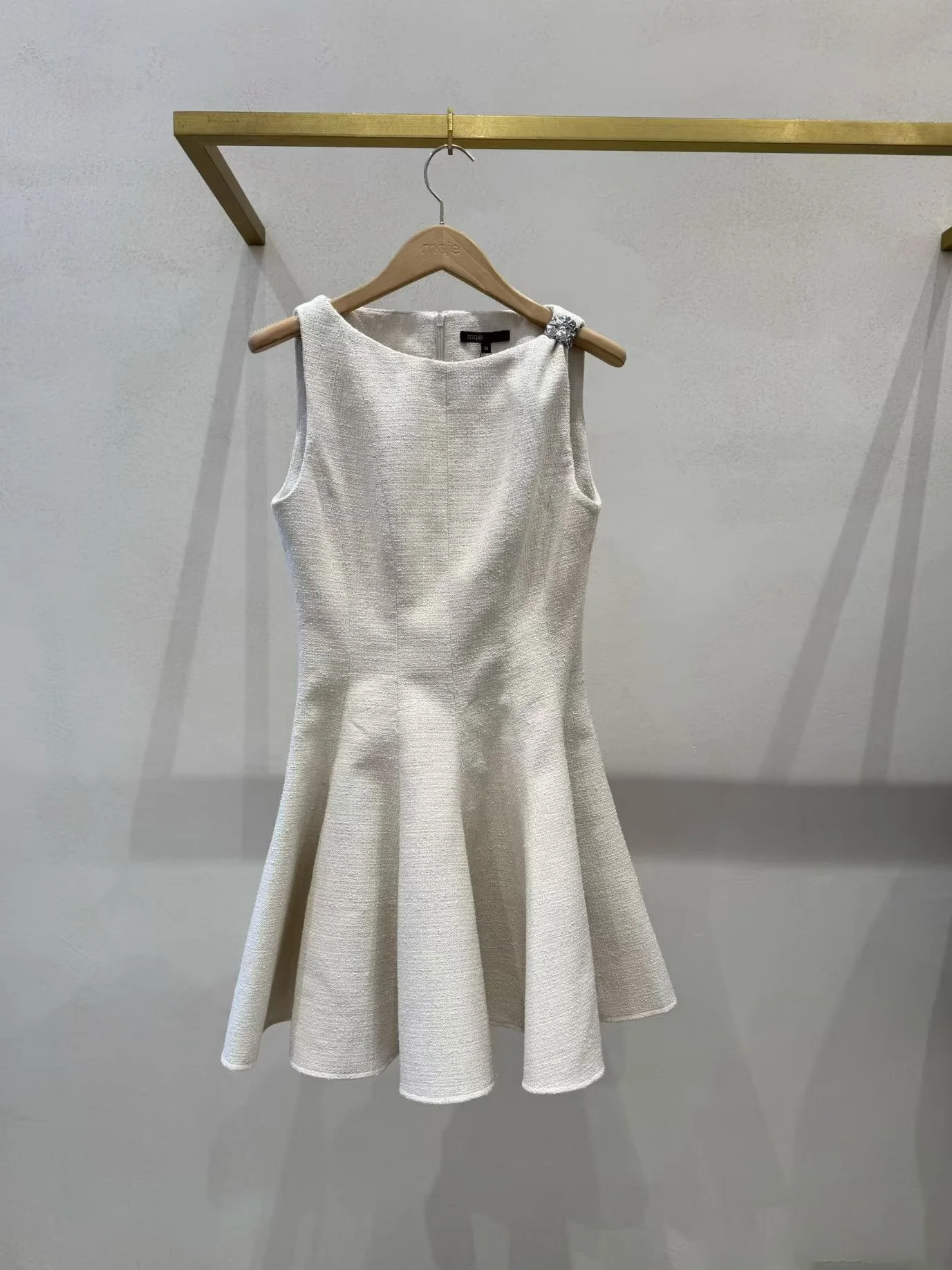 

Ele A-Line Dr M-Home Early Spring Metal Decoration Slim Fit No-Sve Waist-Cinched Versatile Luxury White Dr