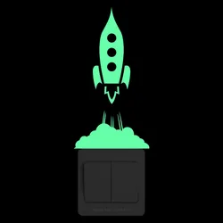 Space Rocket Glow Stickers Kids Room Wall Bedroom Switch Home Decor Kitchen Fridge Bathroom Door Laptop Car Window Vinyl Decal