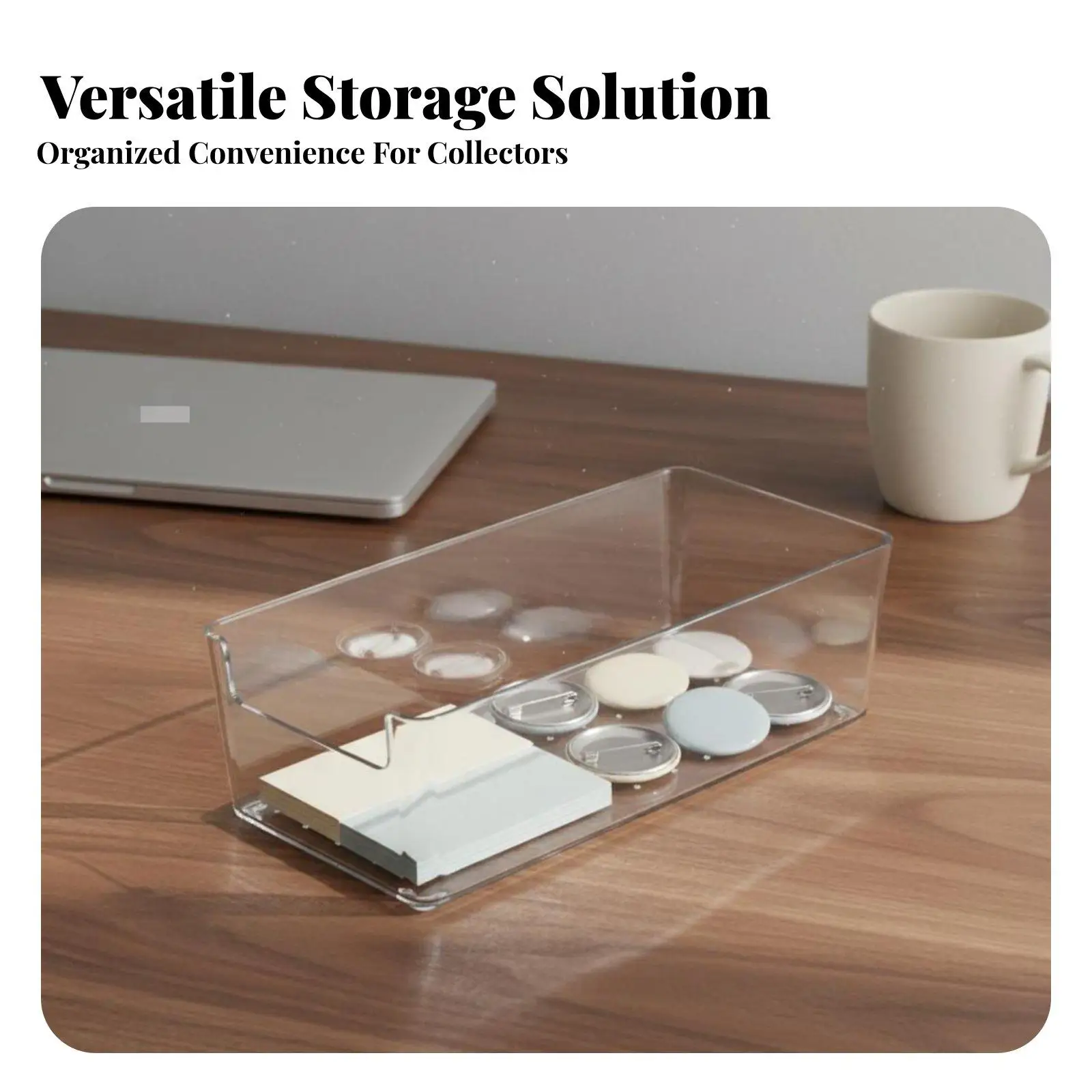 Transparent Acrylic Storage Case for Pin Badge Display Stackable Box for Jewelry Cards Tokens Desktop Collectible Organizer