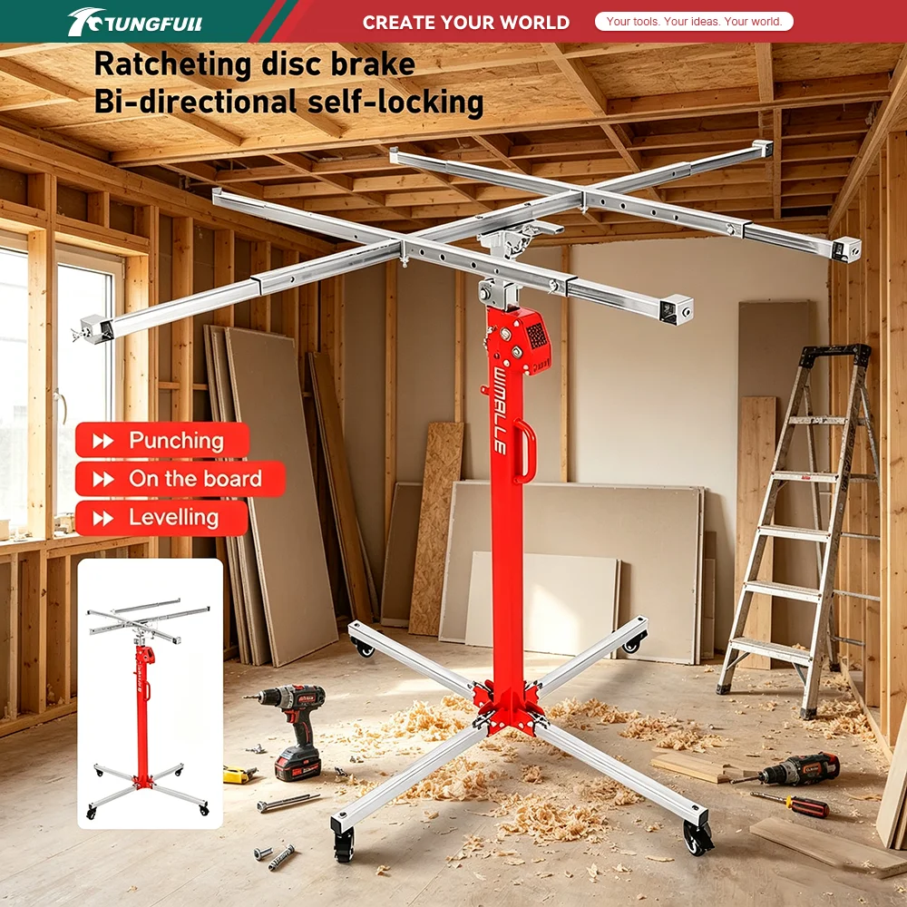 Mobile Drywall Lifter Hoist Stand With Wheels Heavy‑Duty Plasterboard Panel Lift For Ceiling Drywall Mounting Construction Work