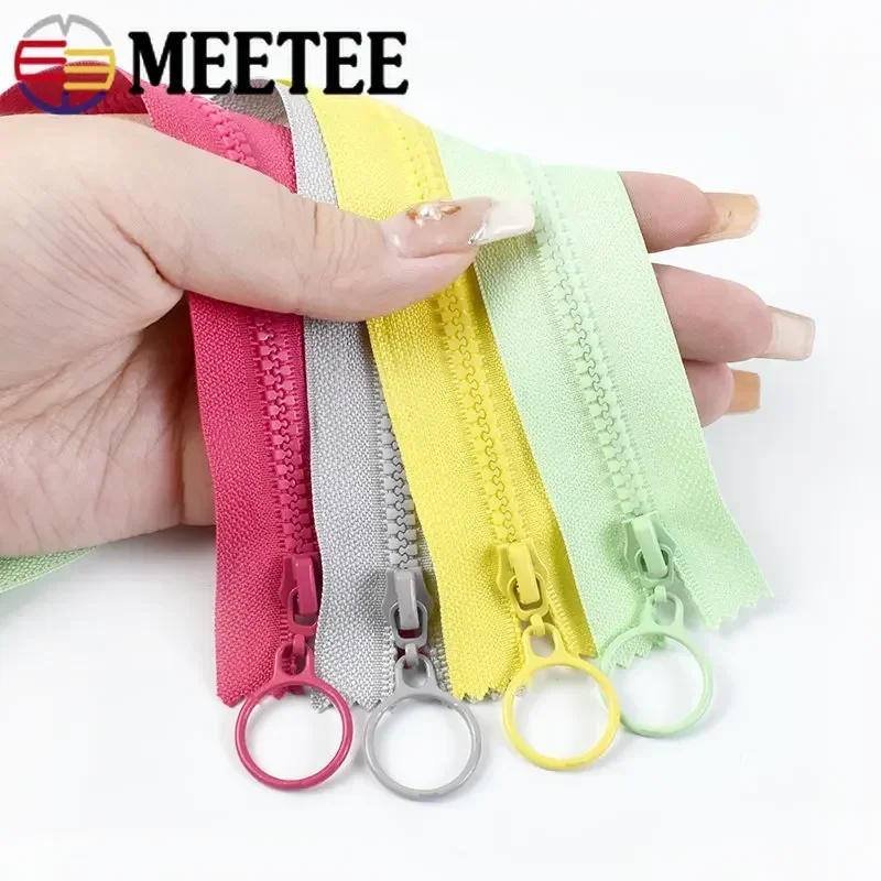 

5/10Pcs Meetee 3# Colorful Resin Zipper for Sewing 25cm Close-end 60cm Open-end Zippers Clothes Pocket Decor Ziper O Ring Slider