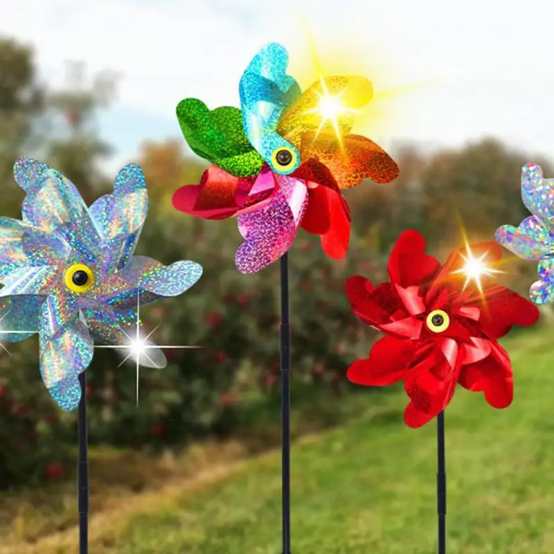 2Pcs Bird Repellent Windmill 7 Leaves DIY Birds Deterrent Windmill Creative Outdoor Garden Lawn Yard Decor【Homeclub】