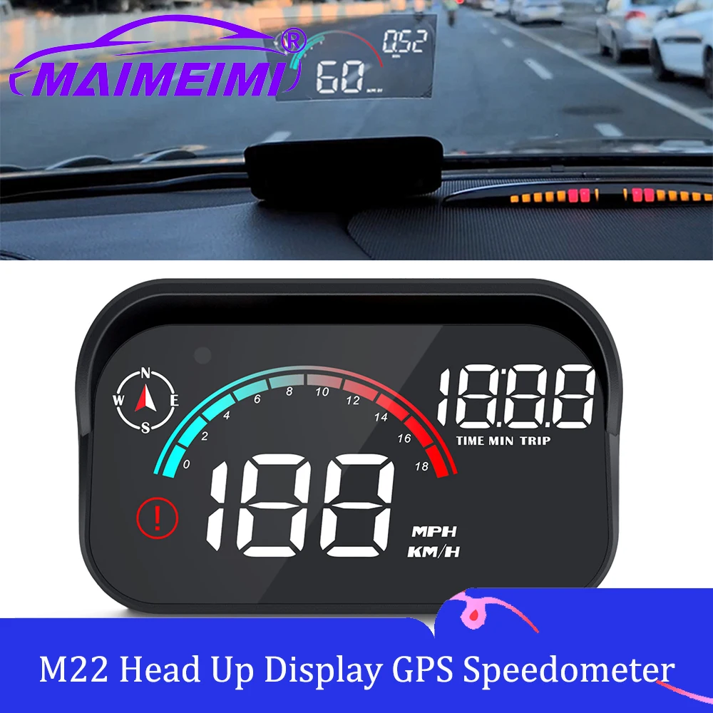 M22 Head Up Display Auto Digitale GPS Snelheidsmeter Projector Scherm Multifunctionele Snelheidsmeter Voorruitprojector voor alle auto's