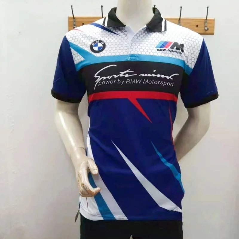 

Мужской гоночный костюм BMW, рубашка поло с короткими рукавами, внедорожный мотоцикл, дышащая, быстросохнущая, с 3D принтом, дышащая, быстросохнущая