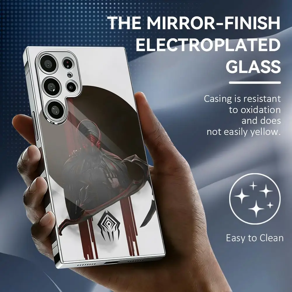 Video Game W-Warframe Phone Case Luxury Electroplated Metal Frame Case For Samsung Galaxy S25 S24 S23 Ultra