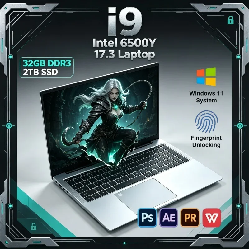2026 Reliable Premium Laptop 17.3 Inch Intel 6500Y 16GB/32GB 2TB Win11 Big Screen Gaming Business PC