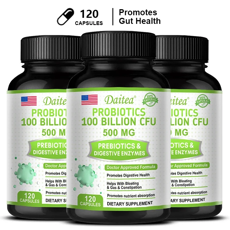 

Organic Probiotics Capsules Supplement 100 Billion CFU 500mg Probiotics Helps Gut Health, Balanced Gut Probiotics