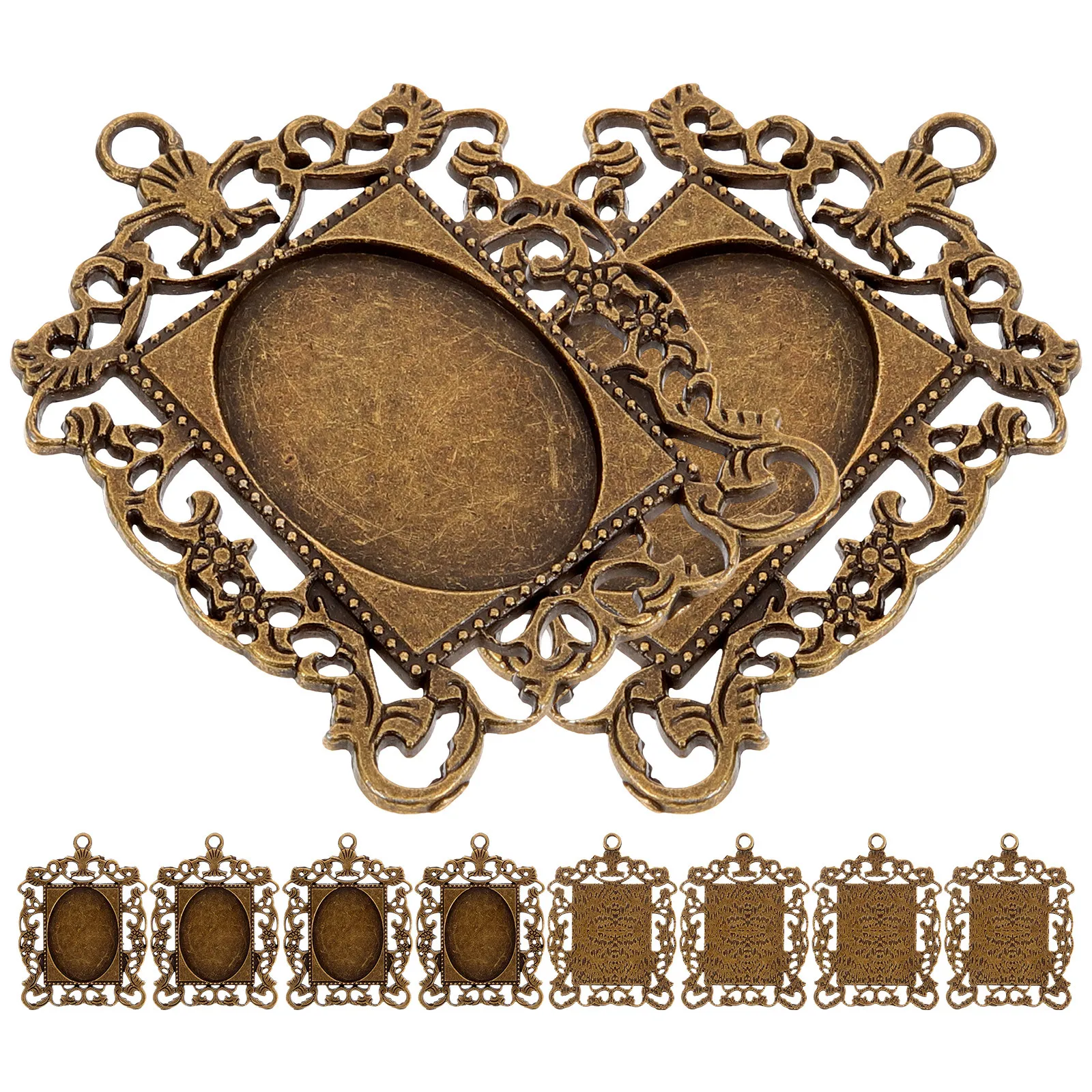 10 قطعة قاعدة بيضاوية صينية الحافة قلادة الفراغات Diy بها بنفسك صنع المجوهرات الراتنج الحرفية قلادة المفاتيح طقم مجوهرات دائم #5