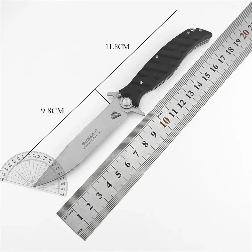 Russian Folding Pocket Knife D2 Blade G10 Handle Outdoor Camping Survival Self-defense High Hardness Utility Multitool Knives