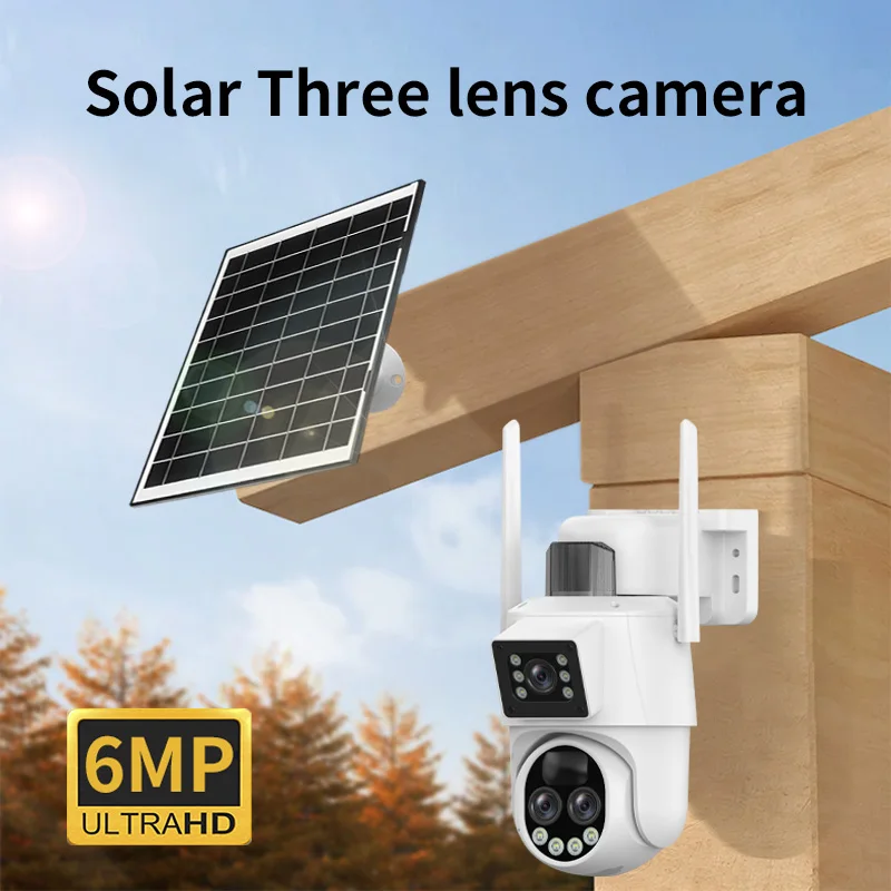 New Q39-10X 10X Zoom 6MP Sport Set Modules 3 Lens Ptz Camera Solar Ptz Wifi Camera Outdoor for Home