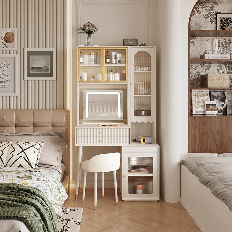 

Shelf Wood Vanity Table Modern Makeup Bedroom Mirror Chair Cabinet Dressing Table Cosmetics Cheap Penteadeira Trendy Furniture