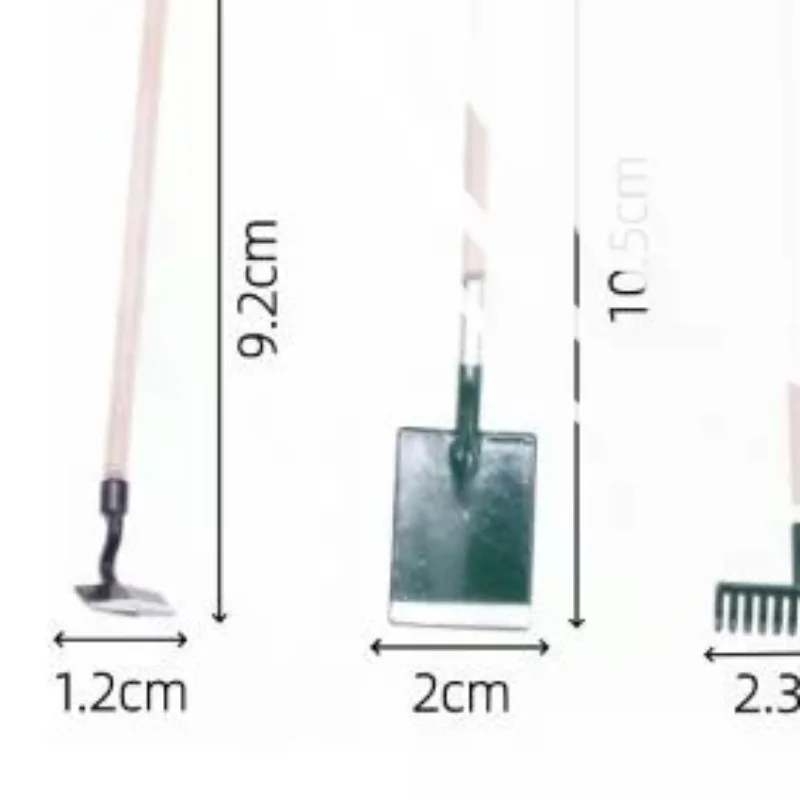 1 conjunto de simulação casa de bonecas em miniatura pá enxada forcado e ferramenta de reparo de tubulação de água jogar acessórios de jardim de fadas ferramentas agrícolas