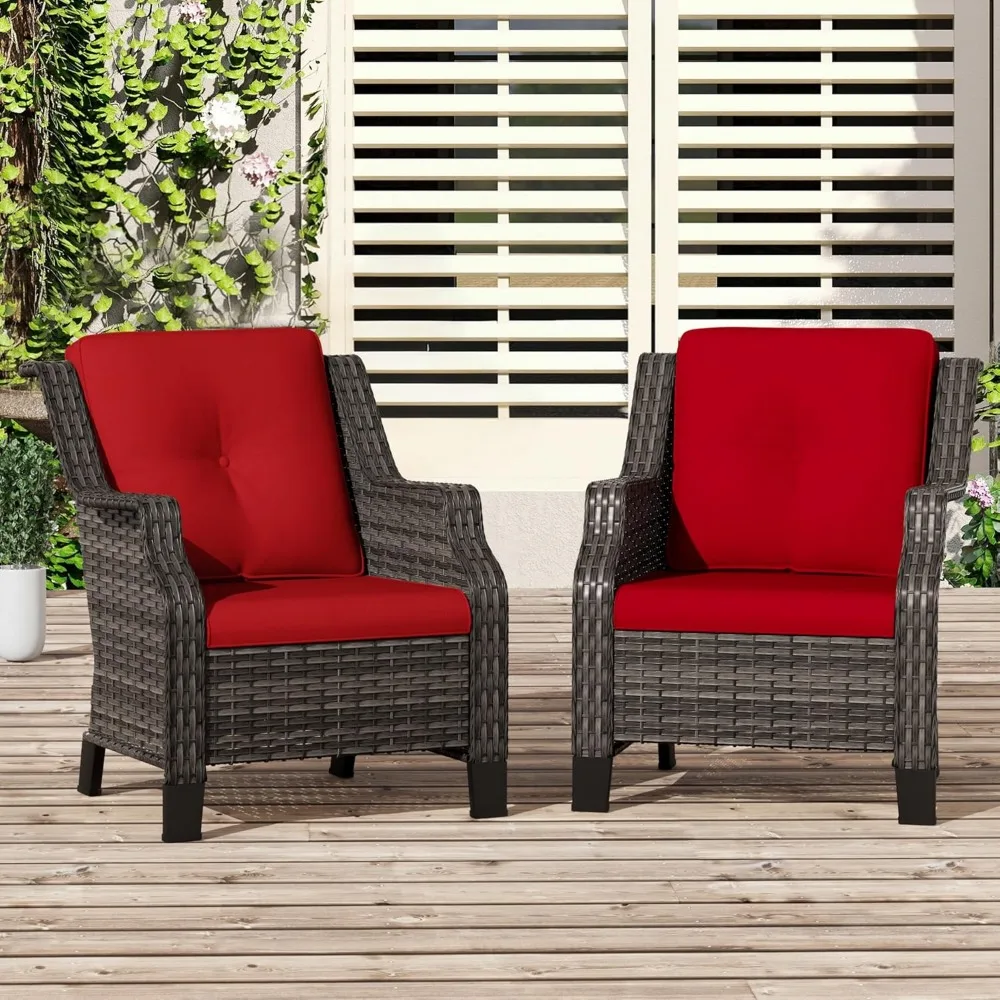 

One set of two wicker chairs in the courtyard, one set of outdoor sports dialogue bar chairs with cushions