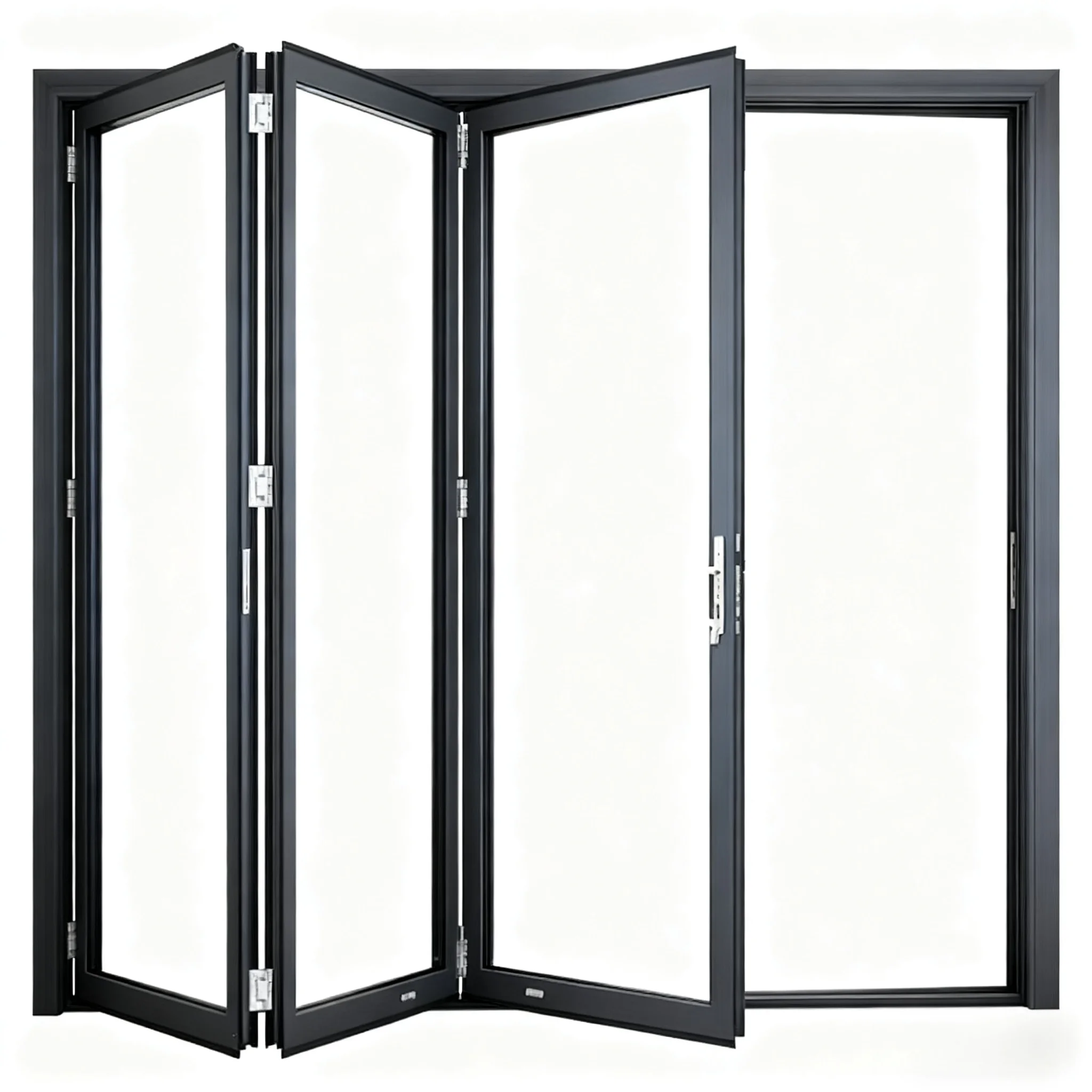 Narrow Frame Aluminum Alloy Folding Doors Panoramic Folding Doors For Living Room Study Tempered Glass Soundproof Folding Doors