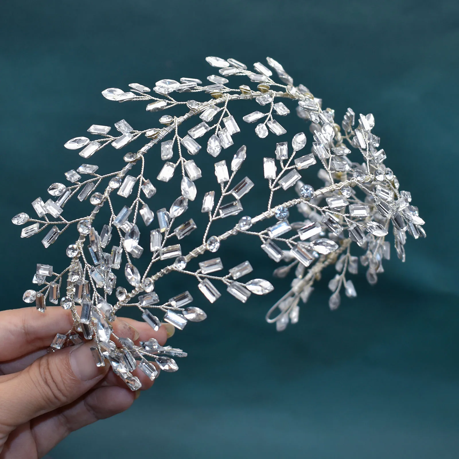 

A507 Bride Headband Hair Accessories Silver Wedding Headwear Silver Rhinestone Bride Headdress Shining Headwear For Party Tiara