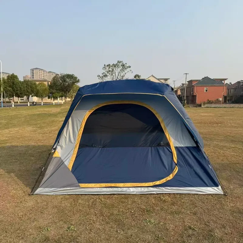 For Outdoor Camping Double Layer Dome Tent Multi Person Waterproof Windproof Family Shelter with Rain Cover Large Mesh Window