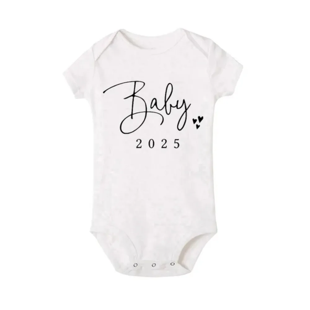 Baby Announcement Coming Soon 2025 Newborn Baby Bodysuits Summer Boys Girls Romper Body Pregnancy Reveal Clothes