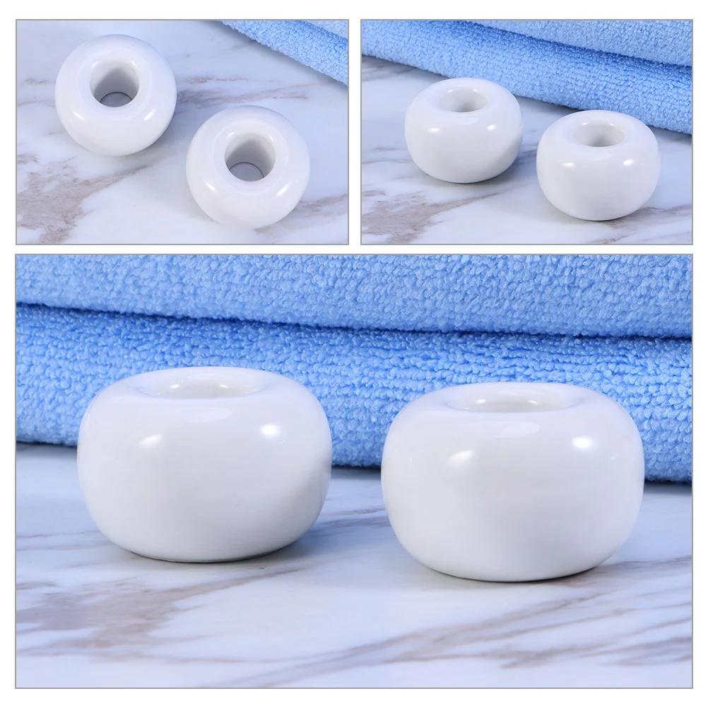 

4Pcs Ceramic Toothbrush Holder Stable Bathroom Vanity Countertop Pen Storage Base Modern Decor Single Pen Holder