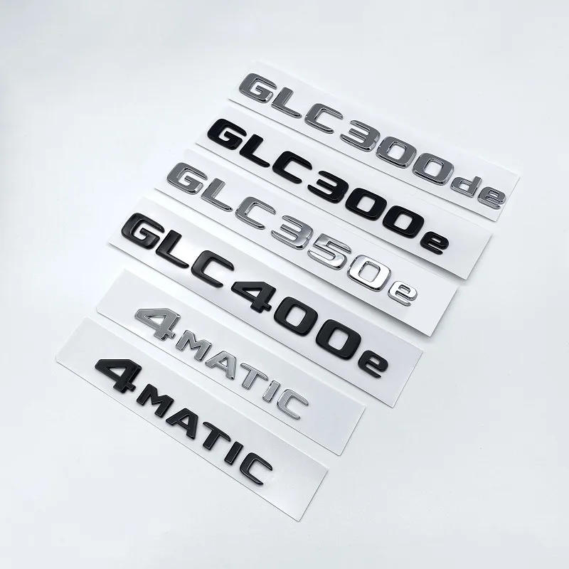 3D Chrome Black Letters GLC300de GLC300e GLC350e  GLC400e 4Matic Emblem for  GLC X253 Car Trunk Logo Sticker