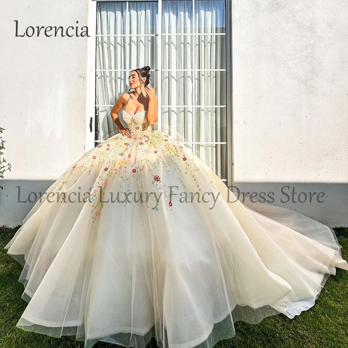 Vestido Quinceanera doce para adultos, vestido mexicano de baile, apliques sem alças, espartilho 3D sem mangas, 15 anos, 16, 2024