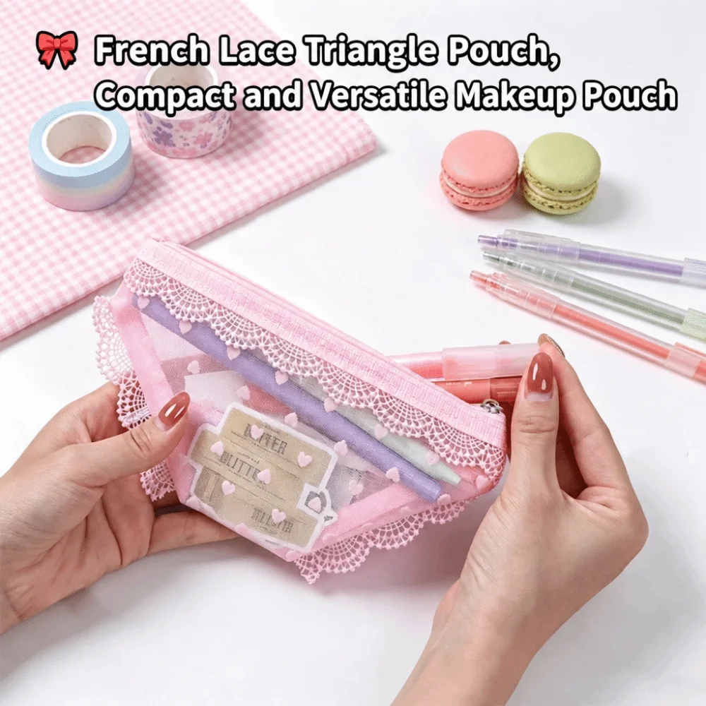 Cute Lace Mesh Storage Pouch Briefs Shape Triangle Cosmetic Bag Multi-use Toiletry Bag Home Travel