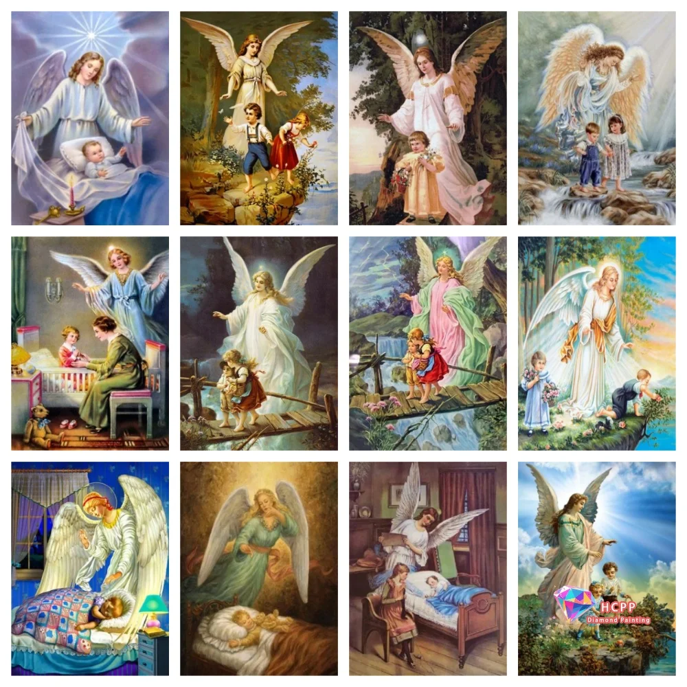 Diamond Painting Kits Guardian Angel  Full Square Round Diamond  Portrait  Home Decor Gift