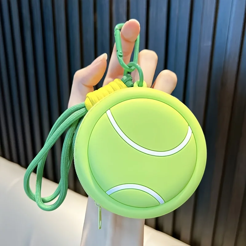 Trendy Sports Style 2026 Popular Soccer Coin Purse Keychain Basketball Soccer Earphone Bag Storage Bag Coin Purse Pendant - 1pc