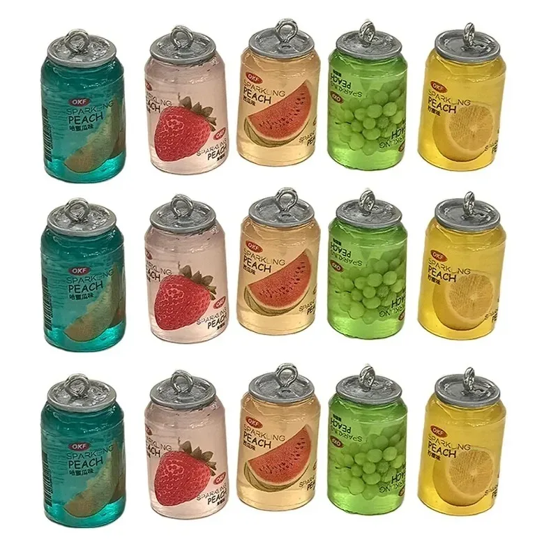 10 Stück Kawaii Leuchtende Fruchtgetränk-Harzanhänger, leuchtende Wassermelone, Erdbeere, Mango, Traube, Saft-Charms für DIY-Schmuck, Ohrringe