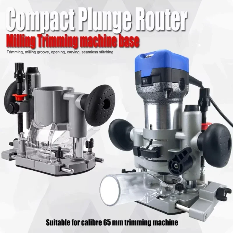 Aluminum Compact Plunge Router Base - Multi-Function Trim/Groove/Carving Mount (Milling & Trimming Machine Adapter)