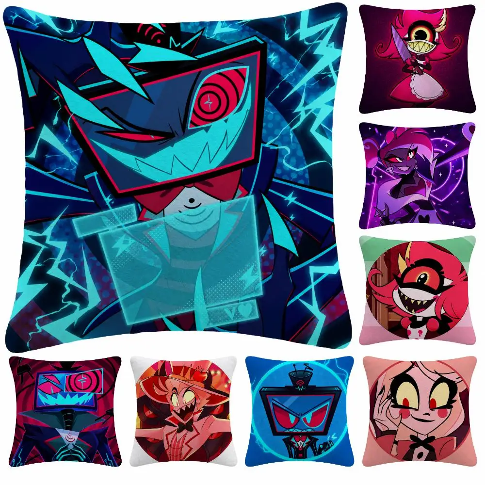 Anime Fantasy H-Hazbin Hotel Cushion Cover Soft Plush Decorative Sofa Bedroom Living Room Car Dorm Home Decor Gift