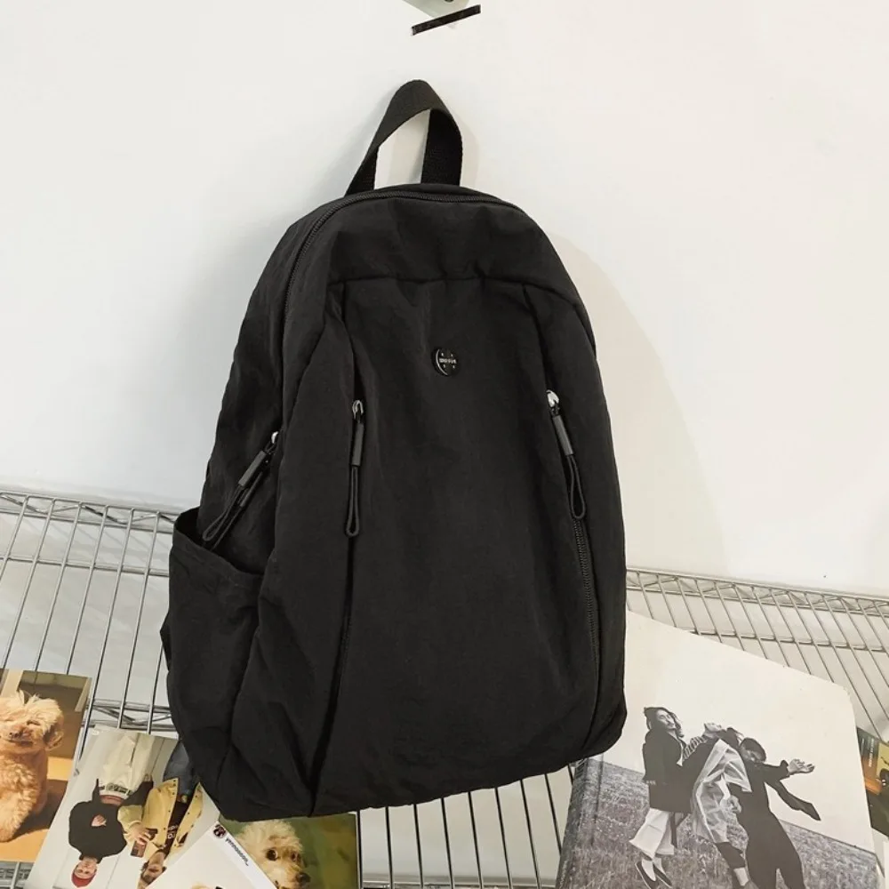 Fashion Solid Color Nylon Backpack Large Capacity Waterproof Backpacks for Men Harajuku All-Match School Bag Girls