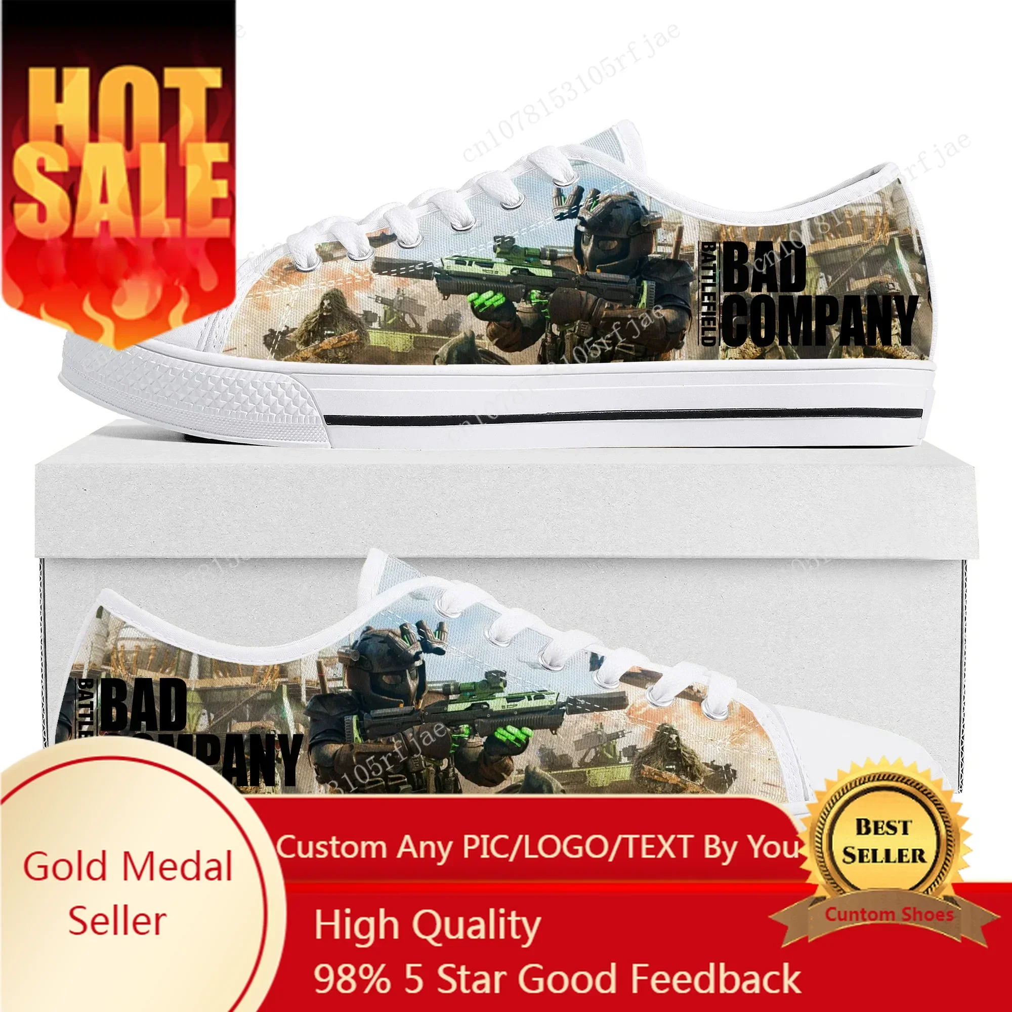 Battlefield Low Top Sneakers Hot Cartoon Game Womens Mens Teenager Canvas Fashion Sneaker Couple Custom Built Shoes