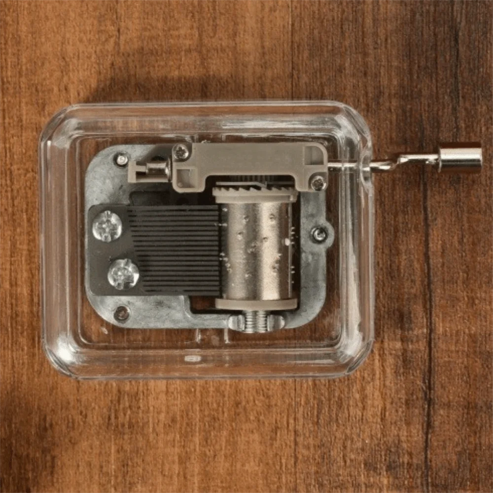 Creative Acrylic Transparent Mini Music Box Square Clockwork Spring Dancer Music Box Random Song Clockwork Music Box Gift