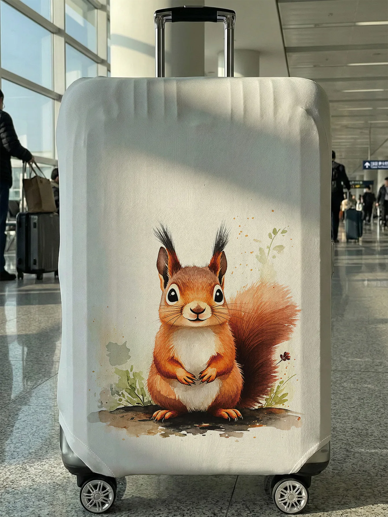 

Watercolor Cute Squirrel Print Luggage Cover, Suitable for 18-32 Inch Luggage Cover, Luggage Handle Glove, Travel Accessories