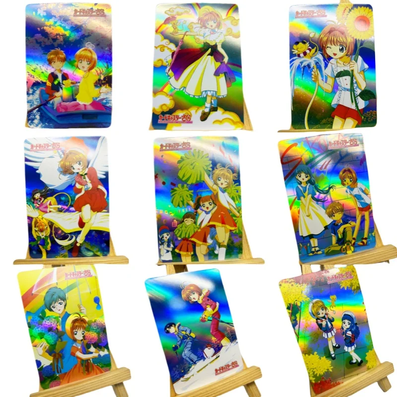 Kinomoto Sakura 15Pcs Flash Card Li Syaoran Li Meiling Diy Refractive Color Series Action Toy Figures Anime Game Collection Gift