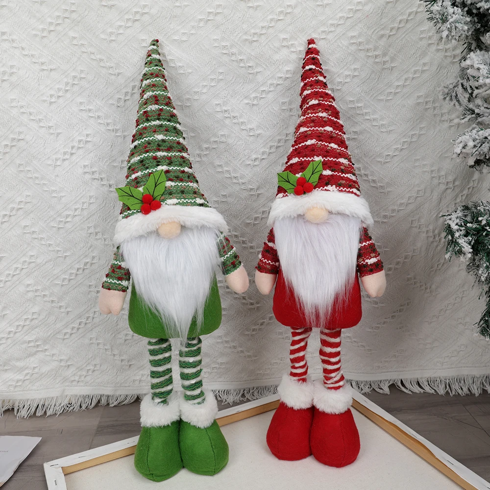 

Набор из 2 рождественских украшений с бородатым стариком красного и зеленого цвета. Веселого Рождества украшения окна