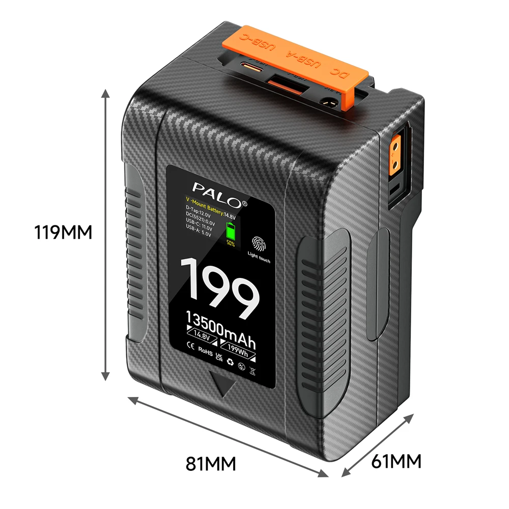 V Mount V-Lock 199Wh 99Wh Battery BP Battery With PD 65W Cable for Sony Camcorder Broadcast Video Light Blackmagic URSA