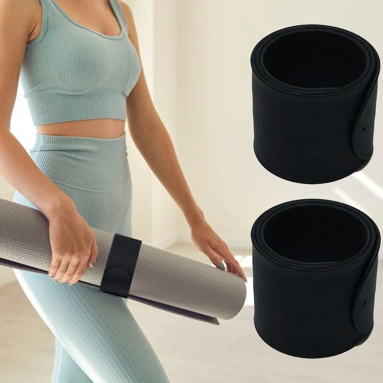 Silicone Yoga Mat Strap Rolled Mat Band Multi-Purpose Portable Gym Workout Pilates Rolled Strap for Outdoor Indoor Yoga