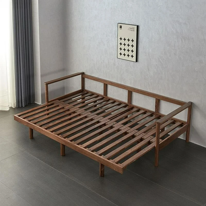 

Customizable black walnut sofa bed Full solid wood expansion bed Nordic Japanese sliding bed Living room