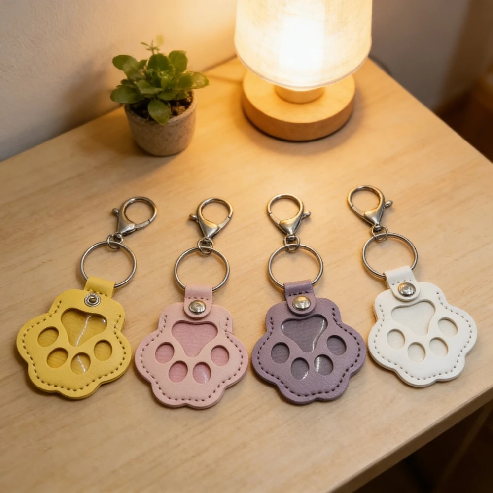 

Cute Leather Soft Keychain Paw Shaped Y2k Creative Pet Hair Keying Storage Portable Key Ring Personalized Car Motorcycle Gift