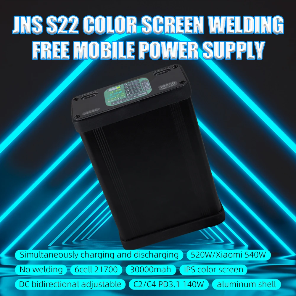 PD3.1 520W/540W Power Bank DIY Kit IPS Color Screen DC Adjustable 6cell 21700 30000mah No Welding No Battery Aluminum For Laptop